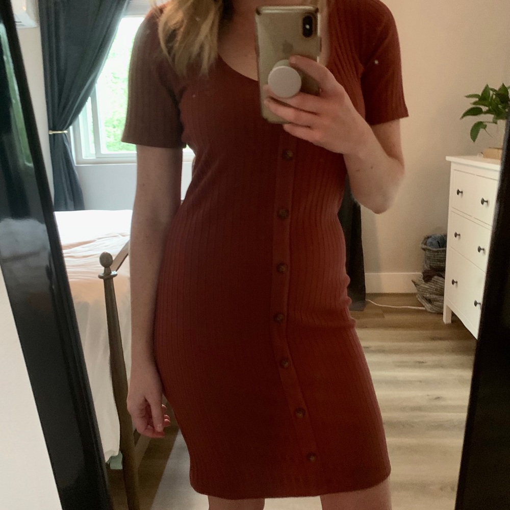 Abercrombie Ribbed Fitted Button Down Dress